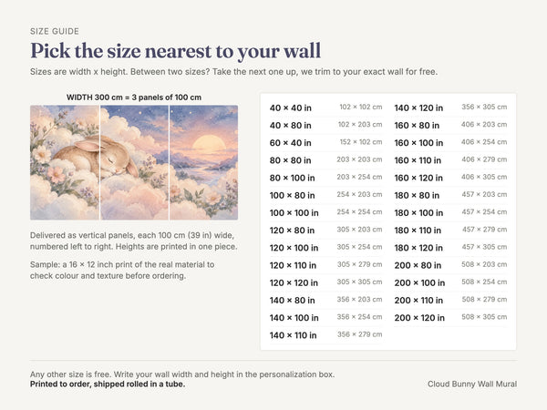Watercolor Cloud Bunny Wall Mural, image 5