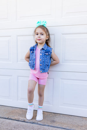 Ribbed Bamboo Tank Set - Pink