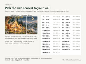 Watercolor Moonlit Forest Camp Camping Wall Mural, image 5