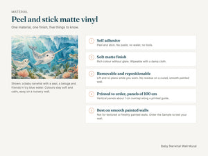 Watercolor Baby Narwhal Ocean Wall Mural, image 7