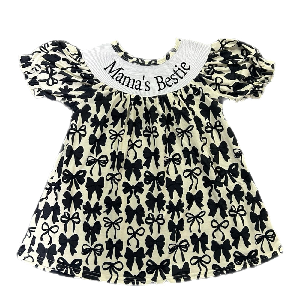 Smocked bows mamas bestie dress for babies, stylish and comfortable clothing for little ones.
