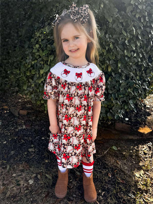Smocked leopard baseball Dress