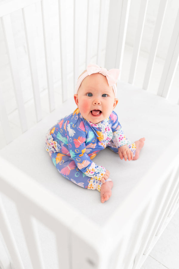 Korrie Butterflies Bamboo Ruffle Convertible Footie