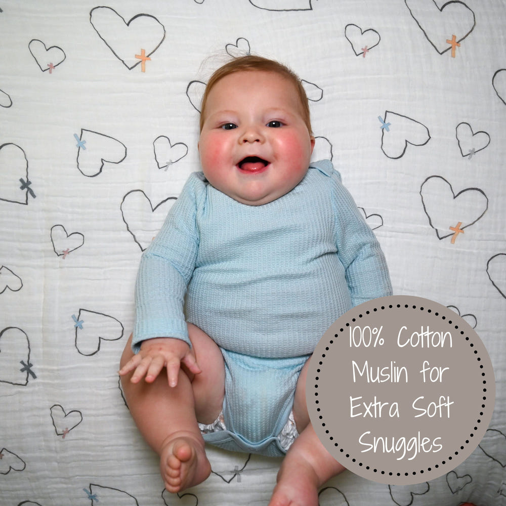 The Love of Christ Heart Baby Muslin Swaddle Blanket - MOOGCO Baby