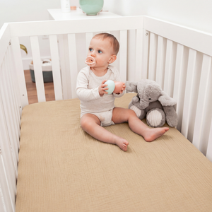 Muslin Fitted Crib Sheets, 2 Pack in Cedar and Cream