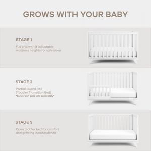 Baby Crib for 0 to 3 Years - All White