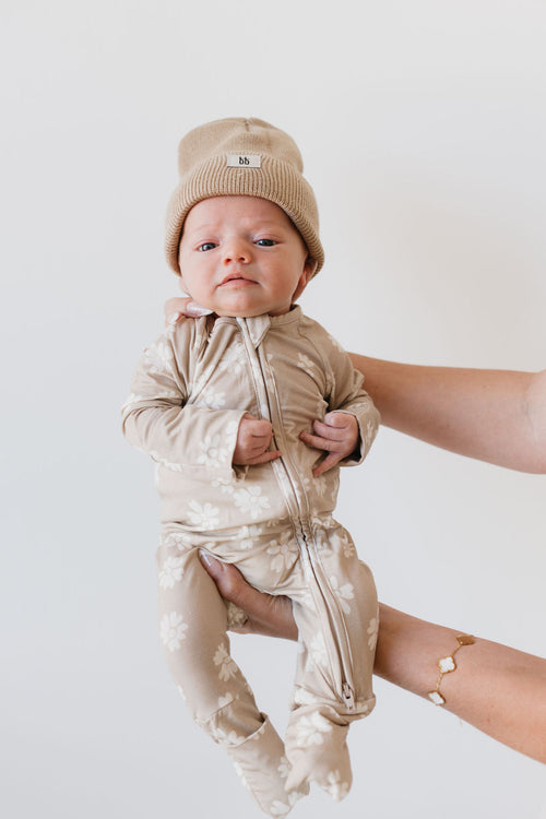 Bamboo Zip Pajamas by Lazy Daisy for babies, soft and breathable sleepwear for comfort and style.