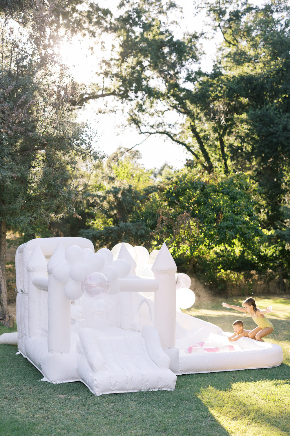 Mini Ella White COMBO Bounce and Splash Water Slide for babies - fun outdoor gear and equipment for summer play.