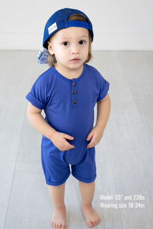 Henley Short Sleeve Romper - Marlin