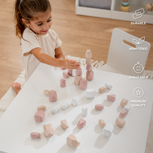 Colorful stacking blocks for toddlers in a girl pack, shown from an angled view. Perfect for early learning and play.