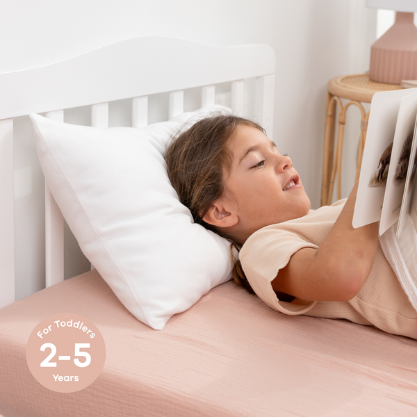 Toddler Pillows with Soft Cotton Pillow Case in White