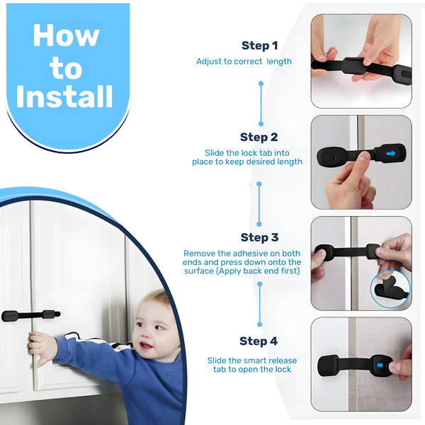 Baby Proof Me | Adjustable Safety Black Strap Lock