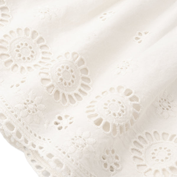Organic Eyelet Flutter Dress - Ivory Eyelet
