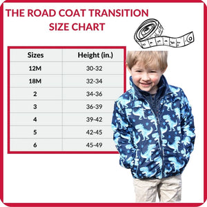 Car Seat Coat | The Road Coat Transition - Navy Raptor Print