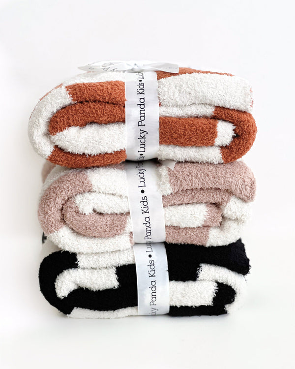 Checkered Plush Blanket | Copper - MOOGCO Baby