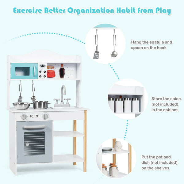 Kids Kitchen Cookware Pretend Cooking Food Play Set - Realistic