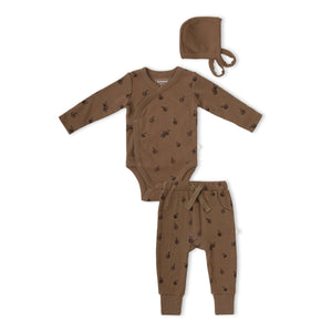 Organic Kimono Onesie & Pants Set - Apple