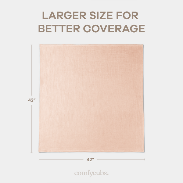 Muslin Swaddle Blankets Pack of 3, 42” x 42” in Blush, Bold Blush, Dusty Rose