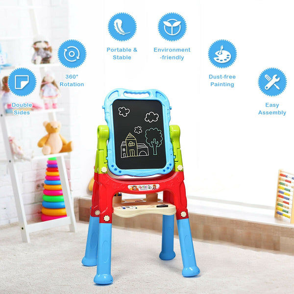 Height Adjustable Kids Art Easel Magnetic Double Sided Board for Toddlers & Kids