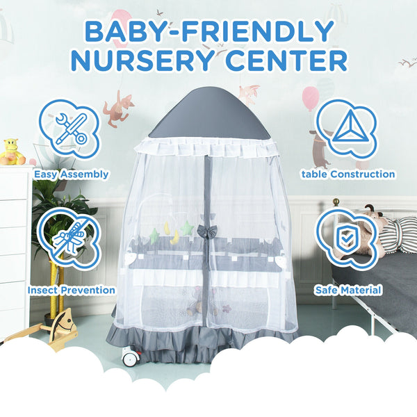 Portable baby playpen crib cradle with carrying bag, perfect for sleep and play on the go. Angle 13 view.