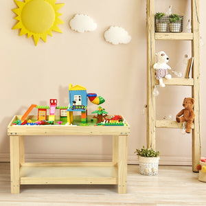Solid multifunctional wood kids activity play table, perfect for playtime and creativity, shown from angle 16.