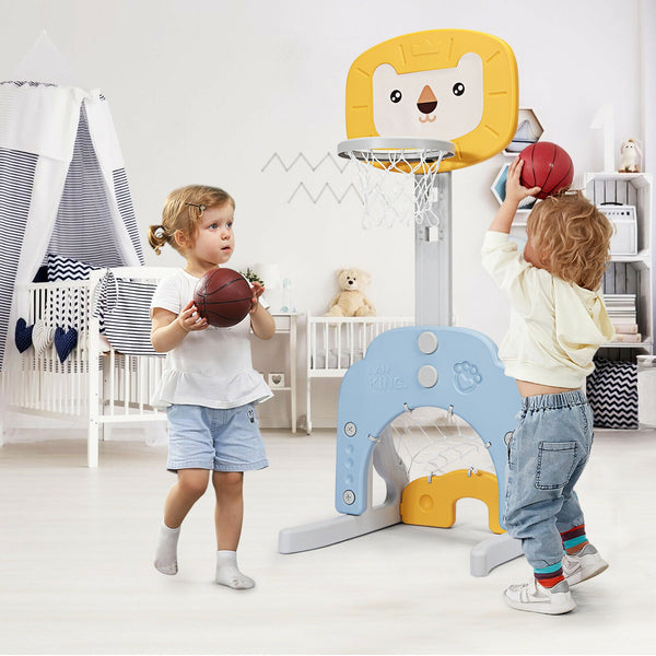 3-in-1 Adjustable Kids Basketball Hoop Sports Set - Adjustable Height
