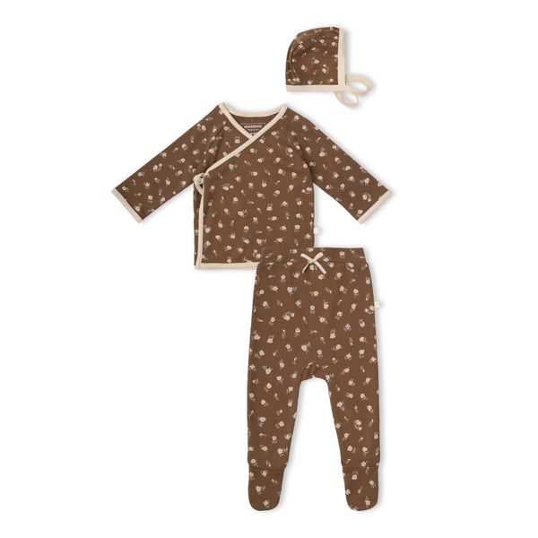 Organic Kimono Top & Footed Pants Set - Primrose
