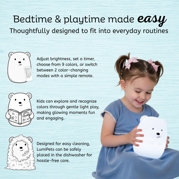 LumiPets® Benny the Bear- Children's Touch Night Light