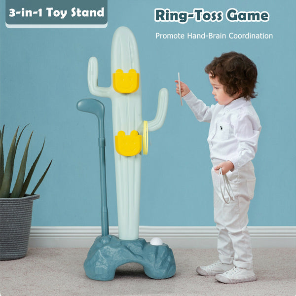 3-in-1 Cactus Toy Stand Sports Activity Center with Golf and Ring