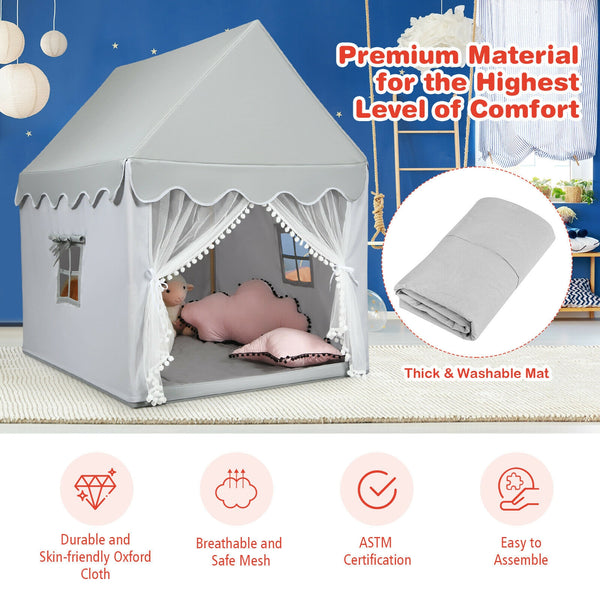 Kids Large Play Castle Fairy Tent with Mat - Indoor & Outdoor
