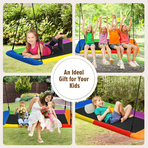 60 Inches Platform Tree Swing Outdoor with  2 Hanging Straps for Infants
