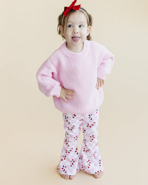 Checkered Candy Cane Flare Pants | Pink