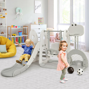 6 in 1 Toddler Slide and Swing Set with Ball Games - Indoor & Outdoor