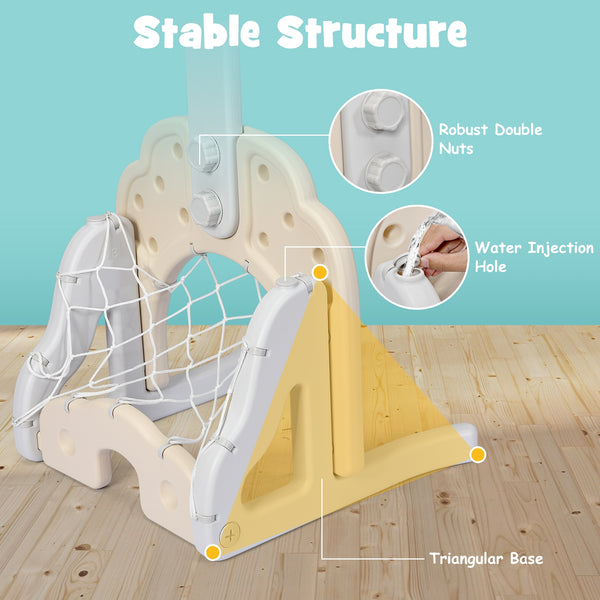 3-in-1 Adjustable Kids Basketball Hoop Sports Set - Adjustable Height