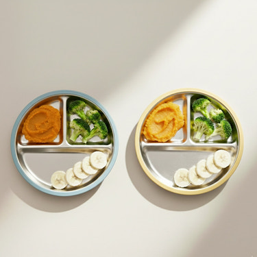 Stainless Steel Plate Set of 2 (Butter Yellow & Baby Blue)