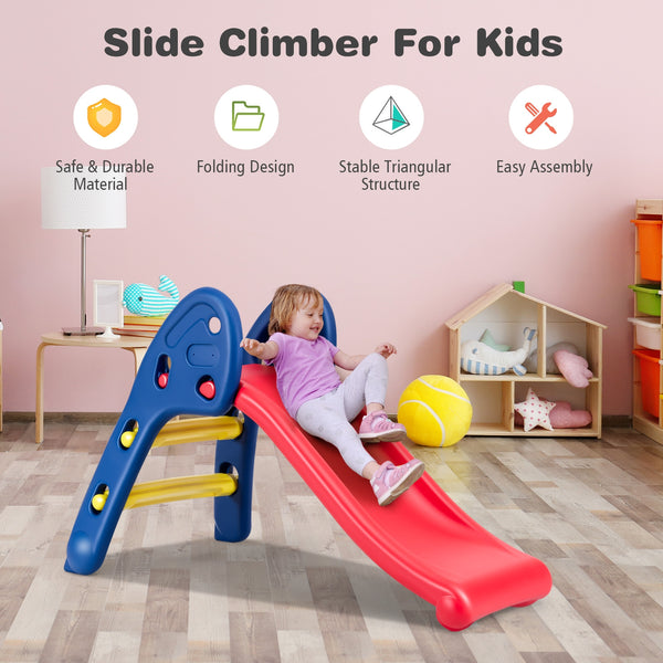 Colorful 2-step folding plastic slide for children, perfect for outdoor play and fun activities.