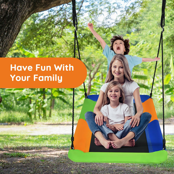 60 Inches Platform Tree Swing Outdoor with  2 Hanging Straps for Infants
