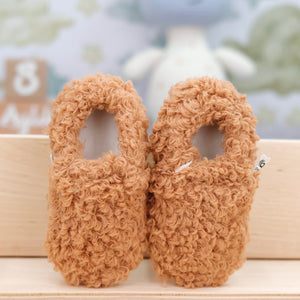 Teddy Baby Booties House Slippers, Non-Slip Sole, Organic Cotton Lining, Home Nursery Shoes Taba