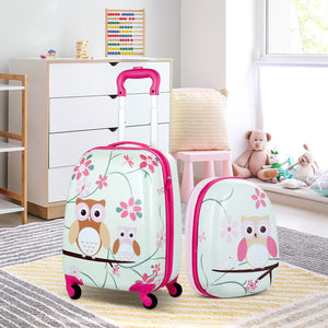 Green ABS kids suitcase set, 12" & 16", perfect for travel. Ideal luggage for babies and toddlers.