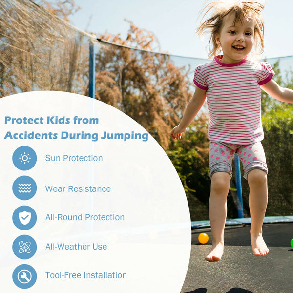 10Ft weather-resistant trampoline safety enclosure net for enhanced baby playtime safety.