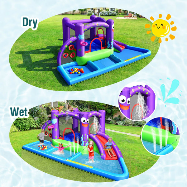 Inflatable Water Slide Castle without Blower - Heavy-Duty for Kids with Blower