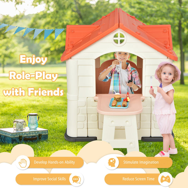 Kid's Playhouse Pretend Toy House For Boys and Girls 7 Pieces Toy Set