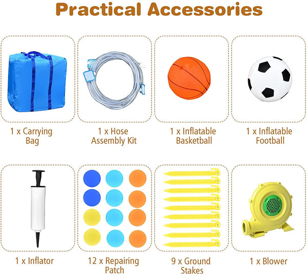 6-in-1 Inflatable Water Slides with Blower for Kids - Heavy
