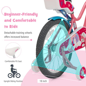 Kids Bicycle with Training Wheels and Basket for Boys and Girls Age 3-9 Years