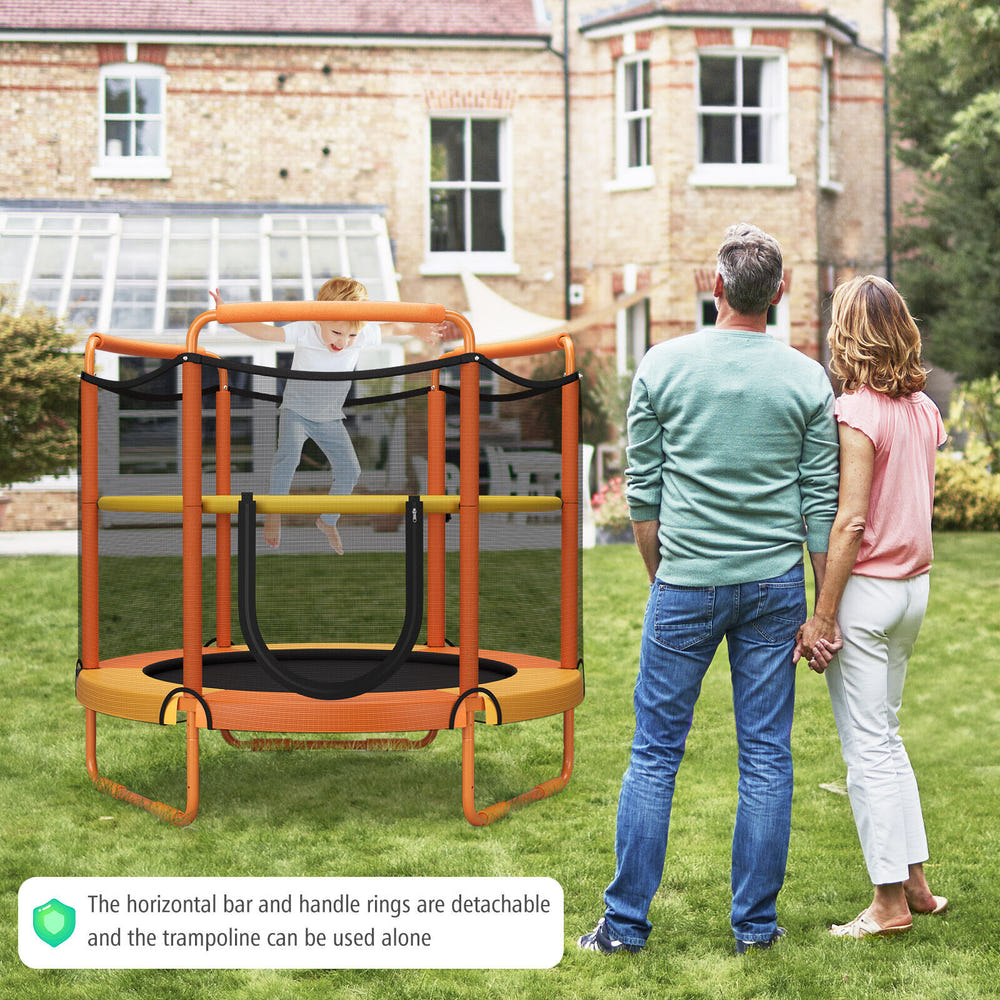 5 Feet Kids 3-in-1 Game Trampoline with Enclosure Net Spring Pad