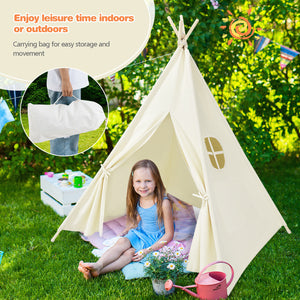 Foldable Kids Canvas Teepee Play Tent - Indoor & Outdoor