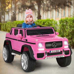 12V licensed Mercedes-Benz kids ride-on car in angle view, perfect for outdoor play and fun adventures.