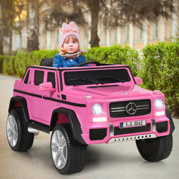 12V licensed Mercedes-Benz kids ride-on car in angle view, perfect for outdoor play and fun adventures.