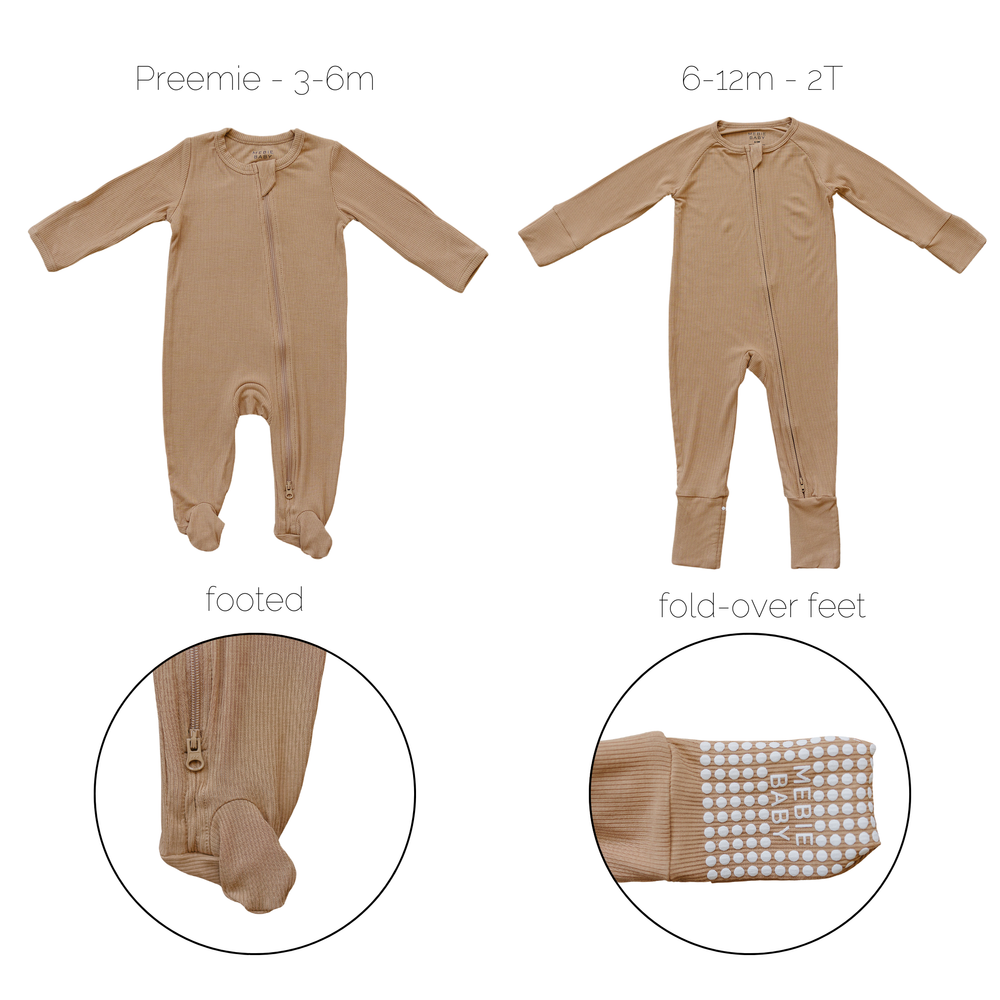 Latte Ribbed Bamboo Zipper - MOOGCO Baby