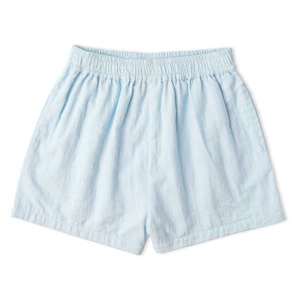 Organic Smocked Top & Shorts Set - Light Blue